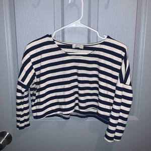Black and white striped crop top